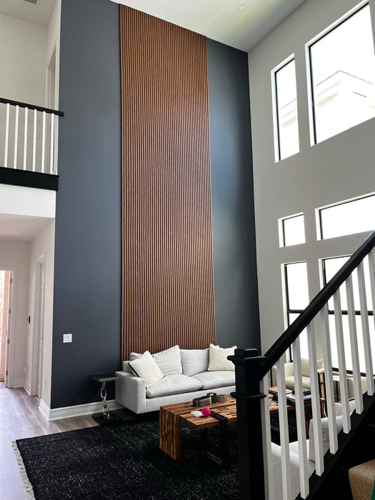 Light Walnut Slat Wood Panel - (25 sqft)