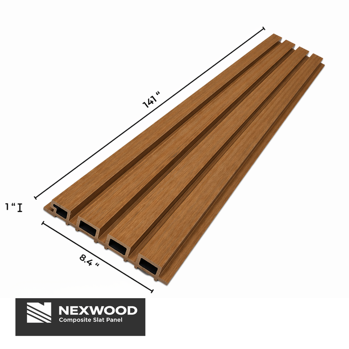 Sunset Teak - NEXWOOD Composite Slat Panel - 17 sqft - 141.5" x 16.8"