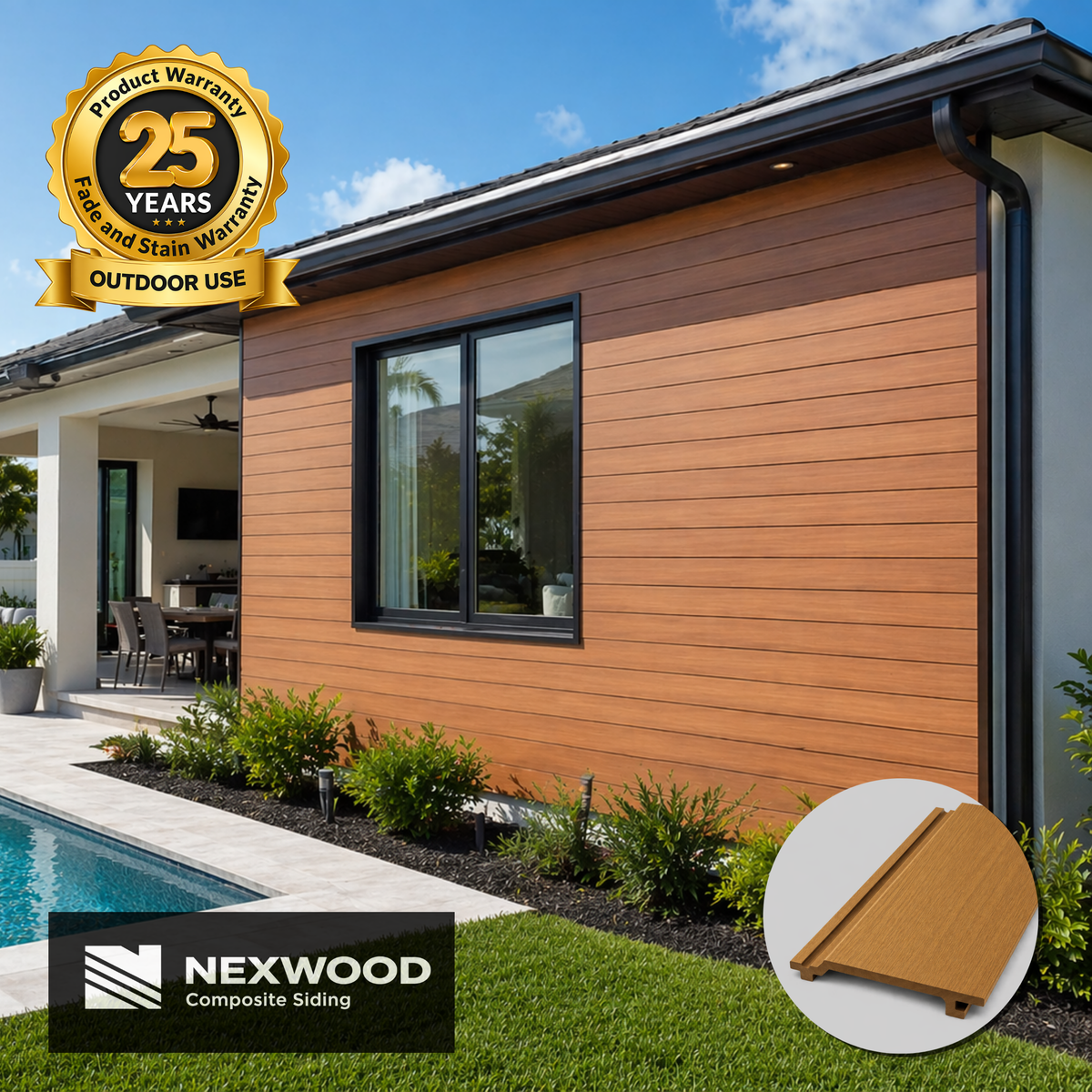Sunset Teak - NEXWOOD Composite Shiplap Siding - 12 Sqft - (2