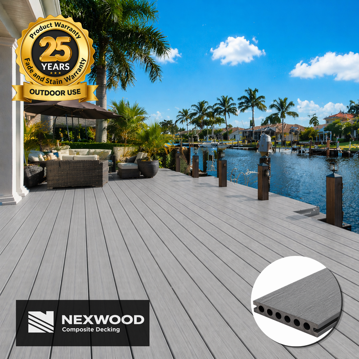 Light Pure Grey - NEXWOOD Composite Decking -  11 Sqft - (2 pieces 142" x 5.5")