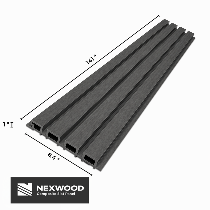 Pure Gray - NEXWOOD Composite Slat Panel - 17 sqft - 141.5" x 16.8"