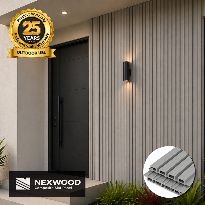 Light Pure Gray - NEXWOOD Composite Slat Panel - 17 sqft - 141.5" x 16.8"