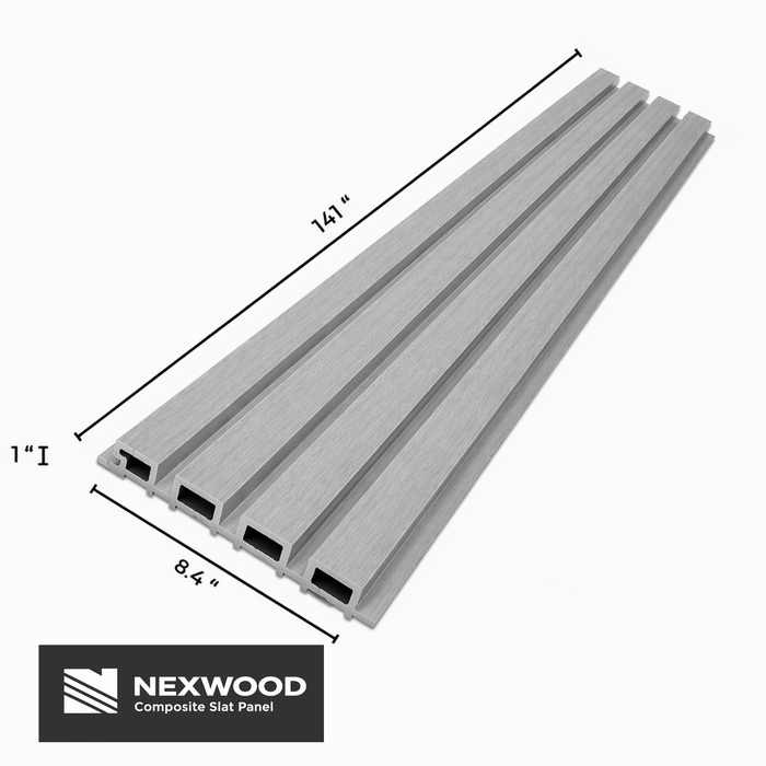 Light Pure Gray - NEXWOOD Composite Slat Panel - 17 sqft - 141.5" x 16.8"