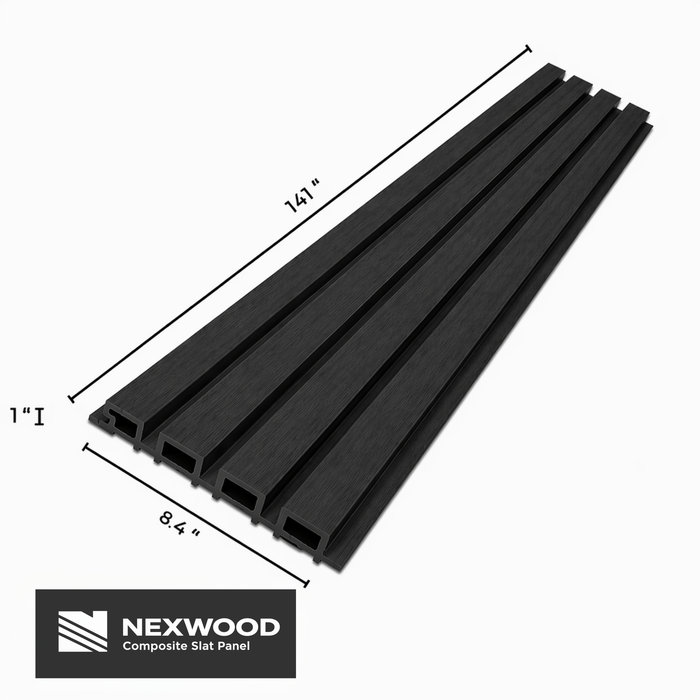Onix Black - NEXWOOD Composite Slat Panel - 17 sqft - 141.5" x 16.8"