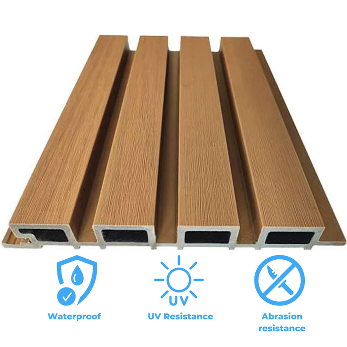 Honey Teak - Outdoor Collection - Slat Wood Panel - (Pack of 5 - 33.5 sqft)