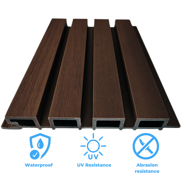 Brown - Outdoor Collection - Slat Wood Panel - (Pack of 5 - 33.5 sqft)