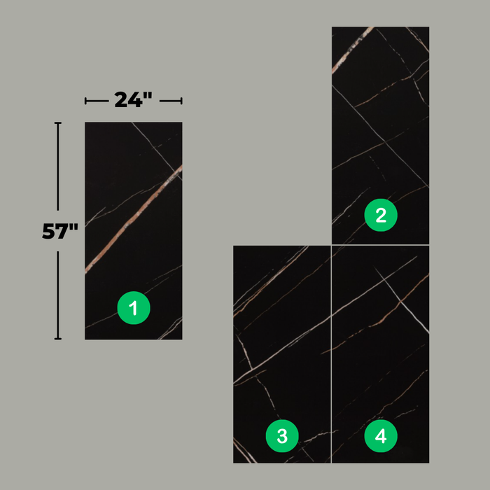 Modular Panel System (4 pieces) - Black Nero - Marble Series - Shipping
