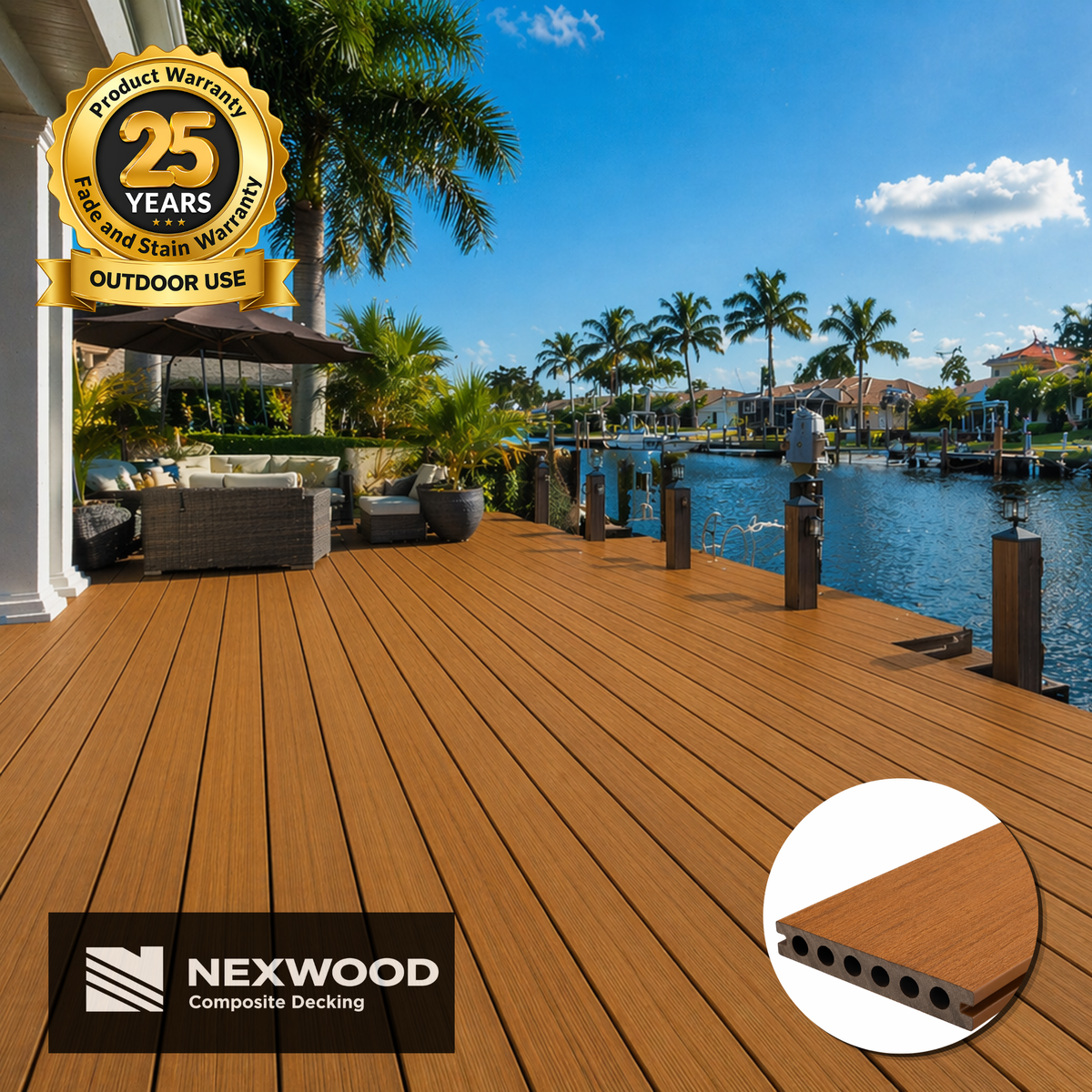 Wynn Deck ブラウン パーフェクトセット レアデック Sunset Teak - NEXWOOD Composite Decking - 11 Sqft - (2 pieces 142