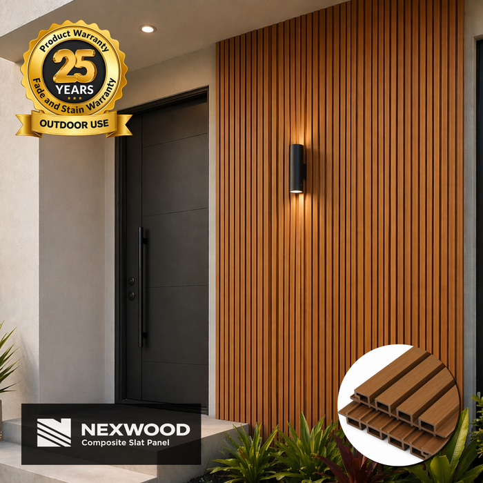Sunset Teak - NEXWOOD Composite Slat Panel - 17 sqft - 141.5" x 16.8"