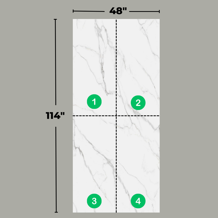 Modular Panel System (4 pieces) - White Calacatta - Marble Series - Shipping