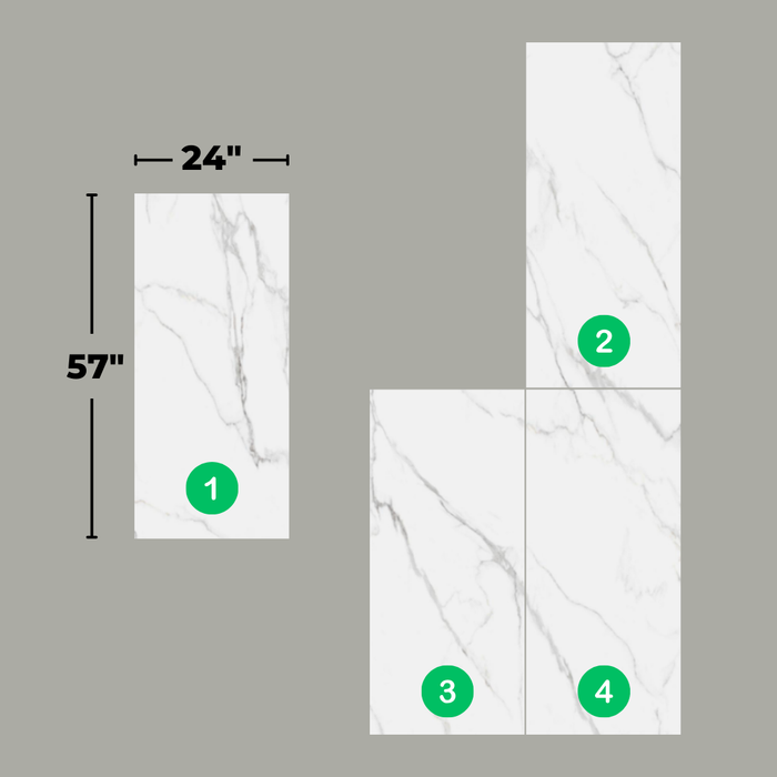 Modular Panel System (4 pieces) - White Calacatta - Marble Series - Shipping