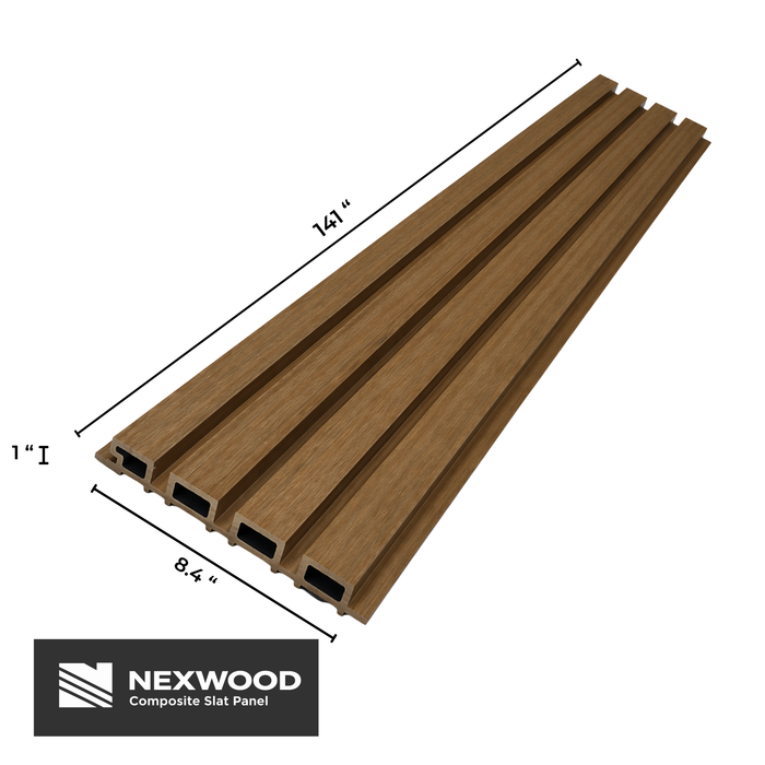 Prime Brown - NEXWOOD Composite Slat Panel - 17 sqft - 141.5" x 16.8"