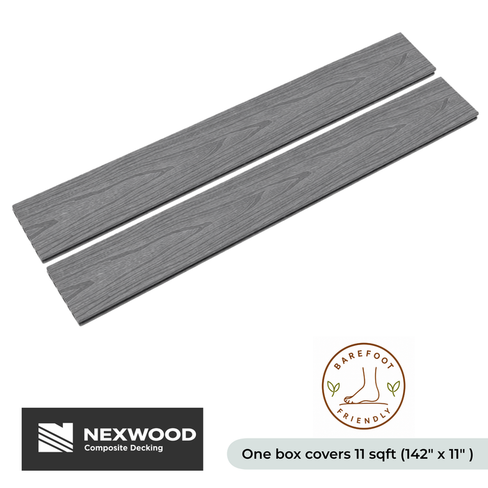 Light Pure Grey - NEXWOOD Composite Decking -  11 Sqft - (2 pieces 142" x 5.5")