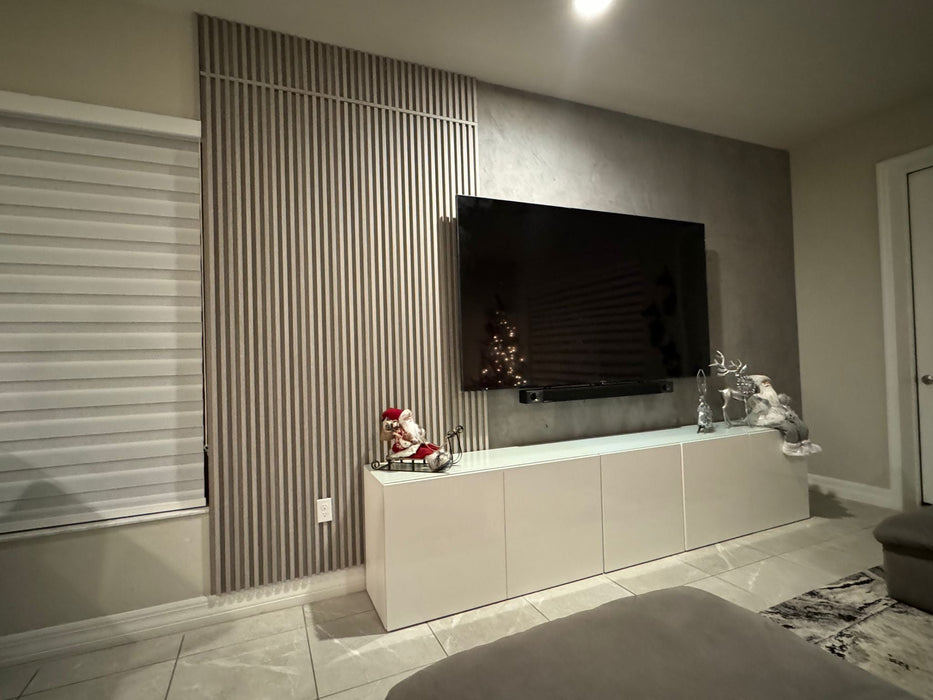 Light Gray Slat Wood Panel - (25 sqft)